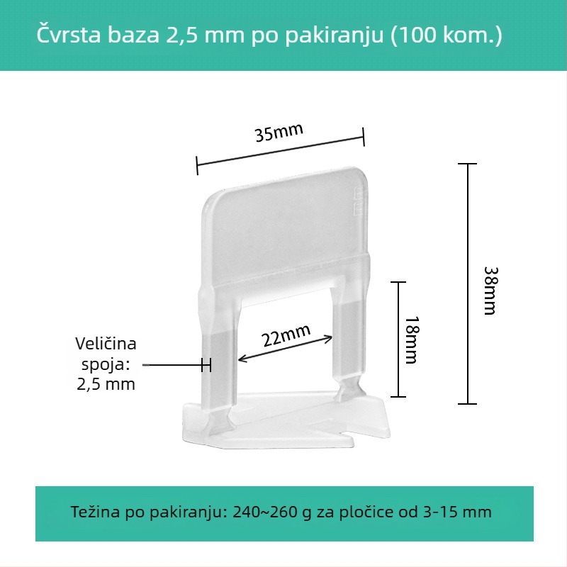 Alat za niveliranje pločica, čvrst i debeo, namijenjen samogradnji, plastični razmak za fuge podnih pločica