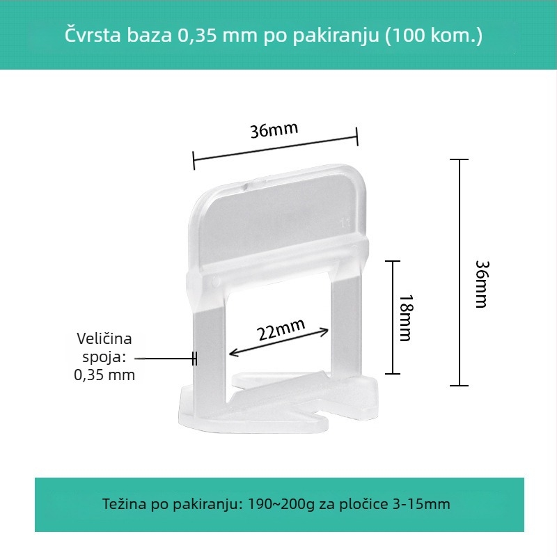 Alat za niveliranje pločica, čvrst i debeo, namijenjen samogradnji, plastični razmak za fuge podnih pločica