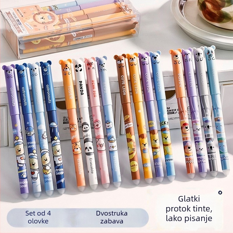 Gel olovka s crtić Panda, brisanje trenjem, plava 0,5 mm, za učenike