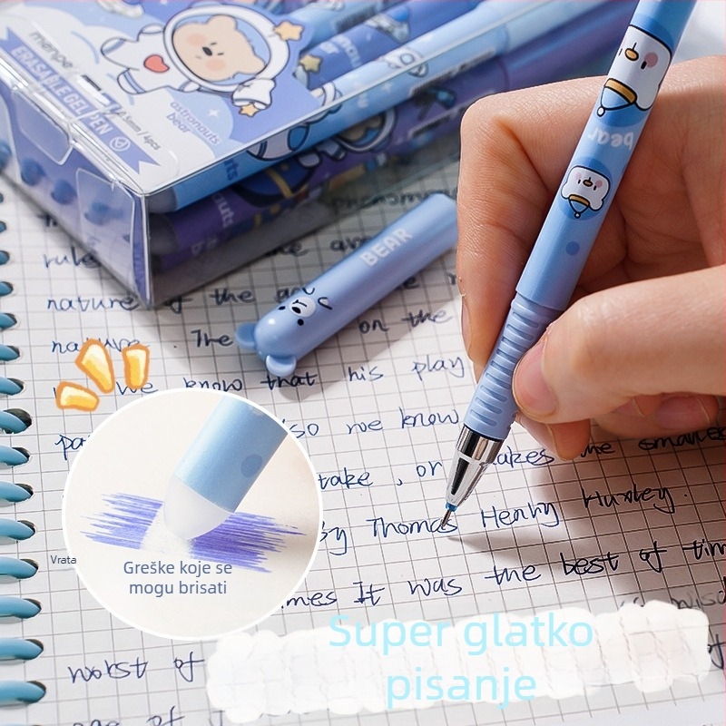 Gel olovka s crtić Panda, brisanje trenjem, plava 0,5 mm, za učenike