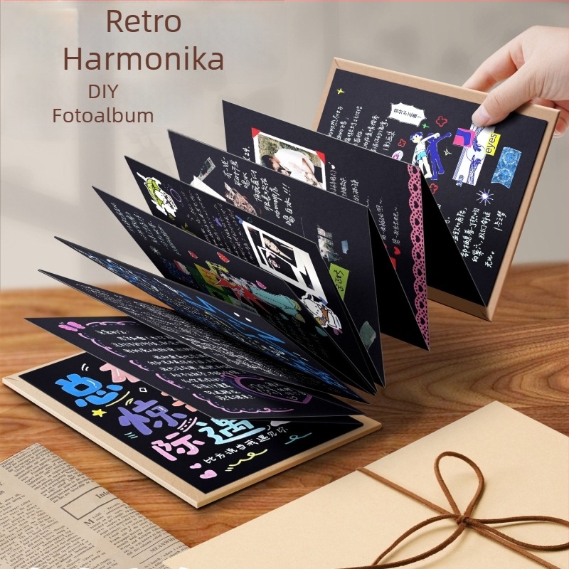 DIY fotoalbum s harmonikom, 3D knjiga, ručno izrađeni prazan album za parove i prijatelje, kreativni poklon za uspomene