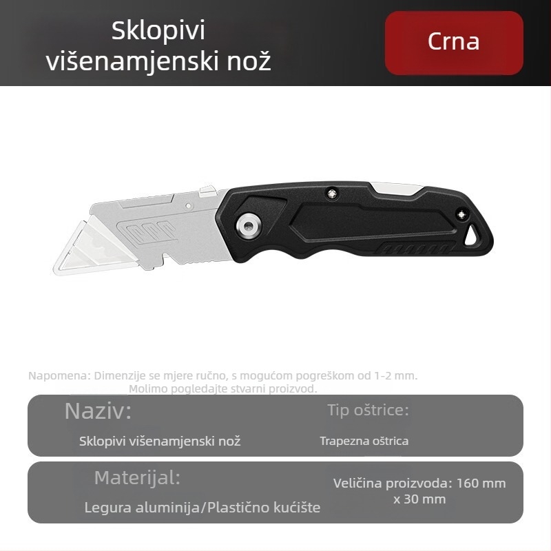 Teški legirani višenamjenski nož, sklopni, nož za tapete, alat za skidanje izolacije kablova, rezač papira.