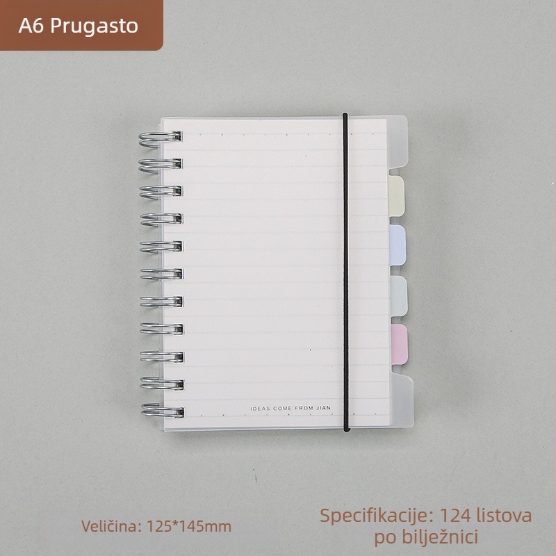 Prozirna PP bilježnica s metalnim prstenima, debela, s uklonjivim remenom, veličine A5/A6/B5, za studente i ured