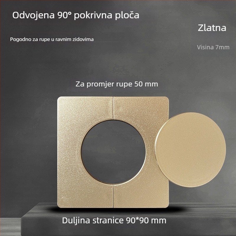 Dekorativni poklopac kut zida od 90° s mogućnošću uklanjanja unutarnjeg pločastog dijela radi otkrivanja cijevi; samoljepivi dvodijelni poklopac