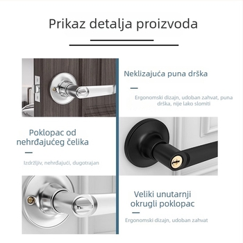 Aluminijska brava za kupaonska vrata sa tri šipke i univerzalnom unutarnjom ručkom