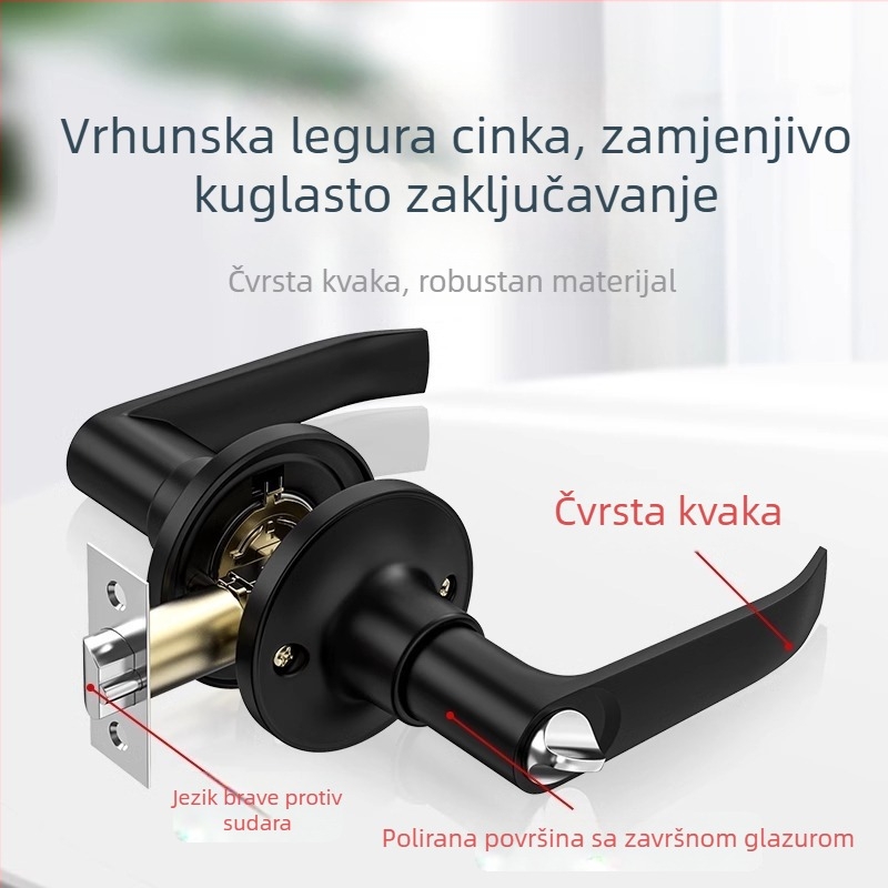 Aluminijska brava za kupaonska vrata sa tri šipke i univerzalnom unutarnjom ručkom