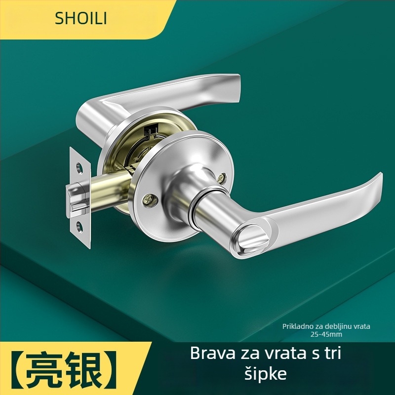 Aluminijska brava za kupaonska vrata sa tri šipke i univerzalnom unutarnjom ručkom