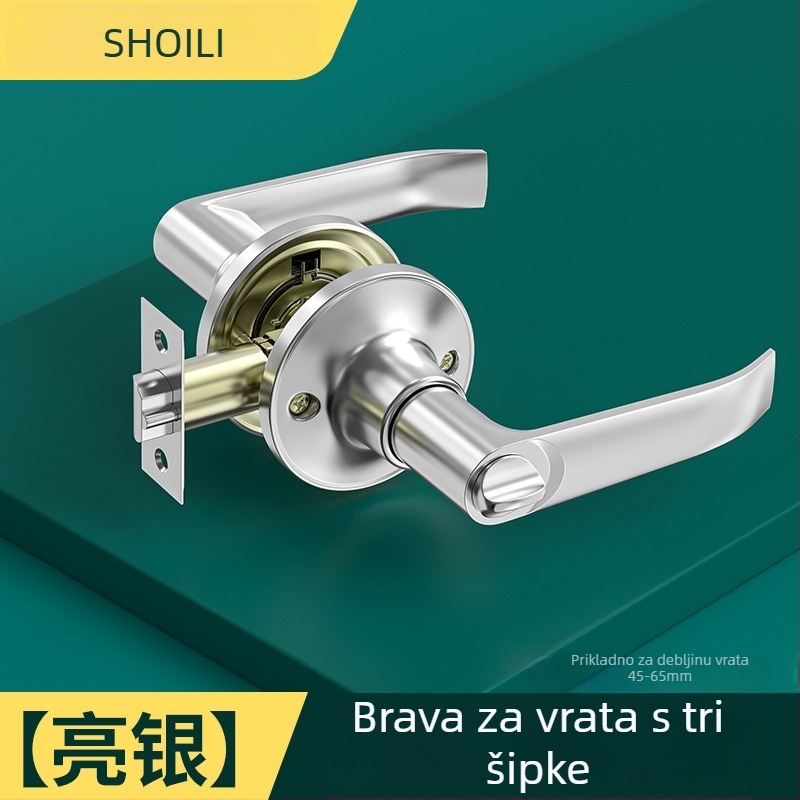 Aluminijska brava za kupaonska vrata sa tri šipke i univerzalnom unutarnjom ručkom
