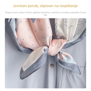 Lagani šal od imitacije svile s pastoralnim cvjetnim uzorkom, kvadratni 70×70 cm, za žene i muškarce, moderan i svestran