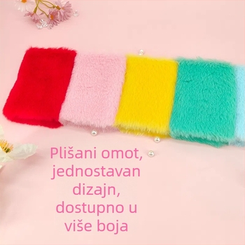 Mini bilježnica A7, plišani korice u boji bombona, korica od krznastog zeca, ljepilo povez, prazne unutarnje stranice, džepni format, 100–200 stranica