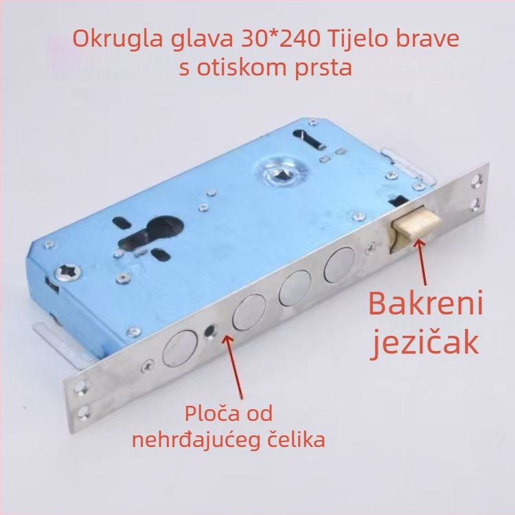 Tijelo brave od nehrđajućeg čelika za otisak prsta, okrugla i kvadratna glava, dvostruki brzi mehanizam zaključavanja, tijelo brave s lozinkom