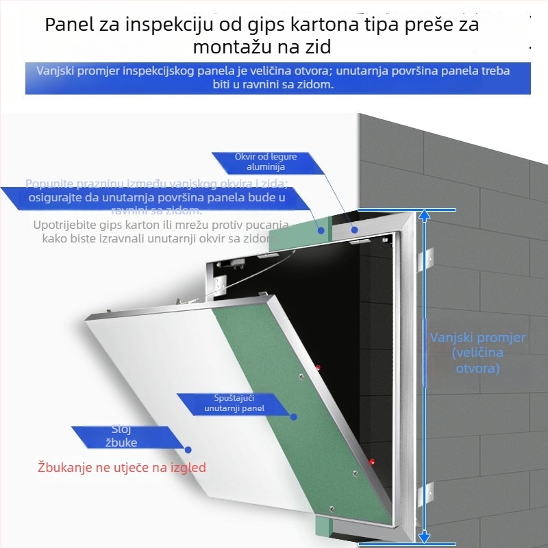Stropni dekorativni inspekcijski otvor za zidove i strop od gipsane ploče