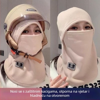 Vjetrozaštitna maska za bicikl s integriranim unutarnjim slojem kacige i grijačem za vrat, za muškarce, jesen–zima