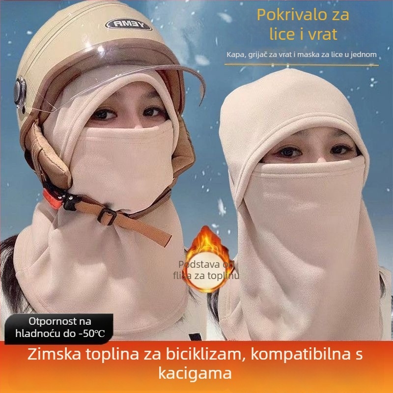 Vjetrozaštitna maska za bicikl s integriranim unutarnjim slojem kacige i grijačem za vrat, za muškarce, jesen–zima