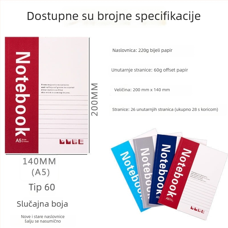 Bilježnica s mekim omotom, formati B5 i A5, uredski bilježnik, dnevnik i planer