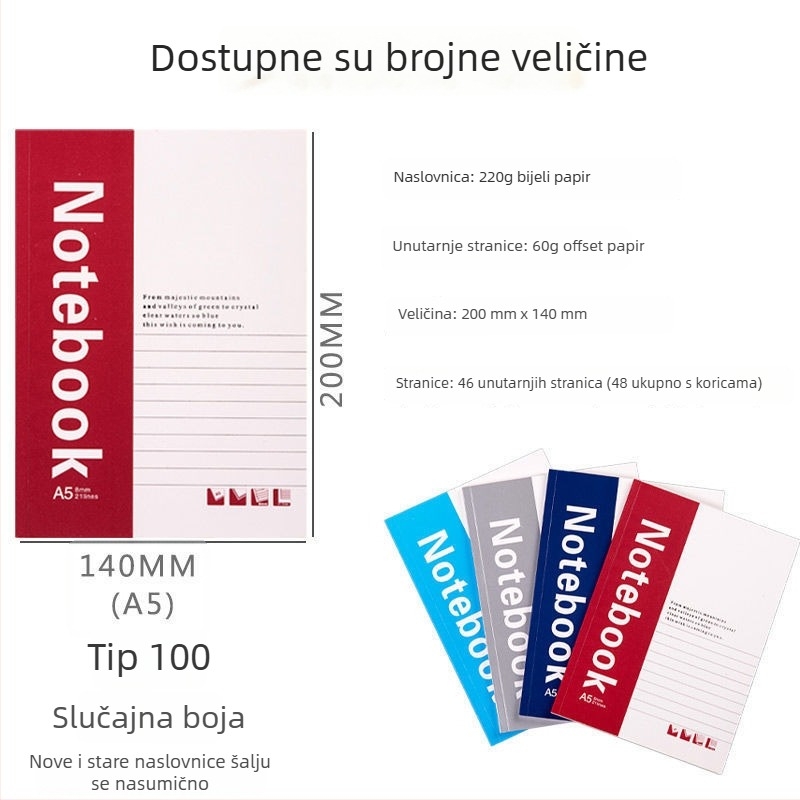 Bilježnica s mekim omotom, formati B5 i A5, uredski bilježnik, dnevnik i planer