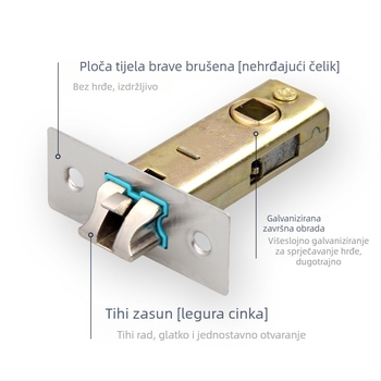 Kupaonska brava s cilindrom od legure cinka, tiha trozubna cilindar s jednim jezičkom, vrata kupaonice