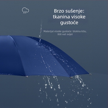 Ručno kišobran s 10 rebara, trostruko sklopiv, s logom, za sunce i kišu, kompaktan poslovni stil