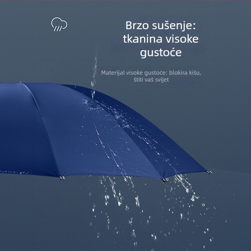 Ručno kišobran s 10 rebara, trostruko sklopiv, s logom, za sunce i kišu, kompaktan poslovni stil