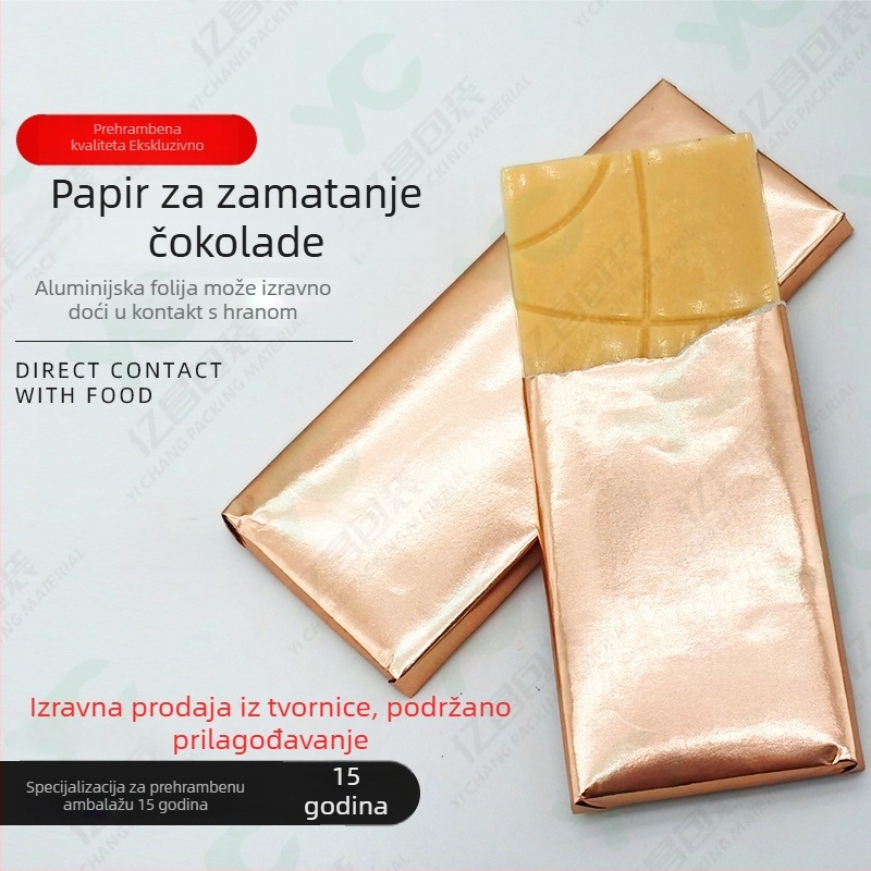 Proizvod za pakiranje čokolade aluminijska folija, hrana klase, ručno izrađene velike plohe, zlatna i srebrna folija, kompozitni papir za pakiranje sezam kuglica