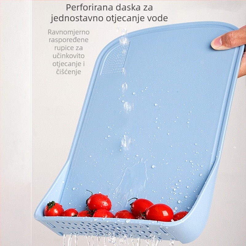 4-u-1 daska za rezanje povrća i voća, odvod, antibakterijska, otporna na plijesan, sklopiva