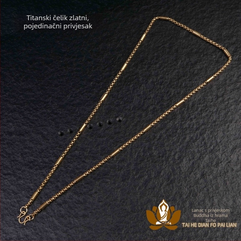 Thajski Buddha amuletni ogrlica s pozlaćenim titan čeličnim lancem, otporna na promjenu boja, 4 mm debljina, muški dizajn s višestrukim privjescima