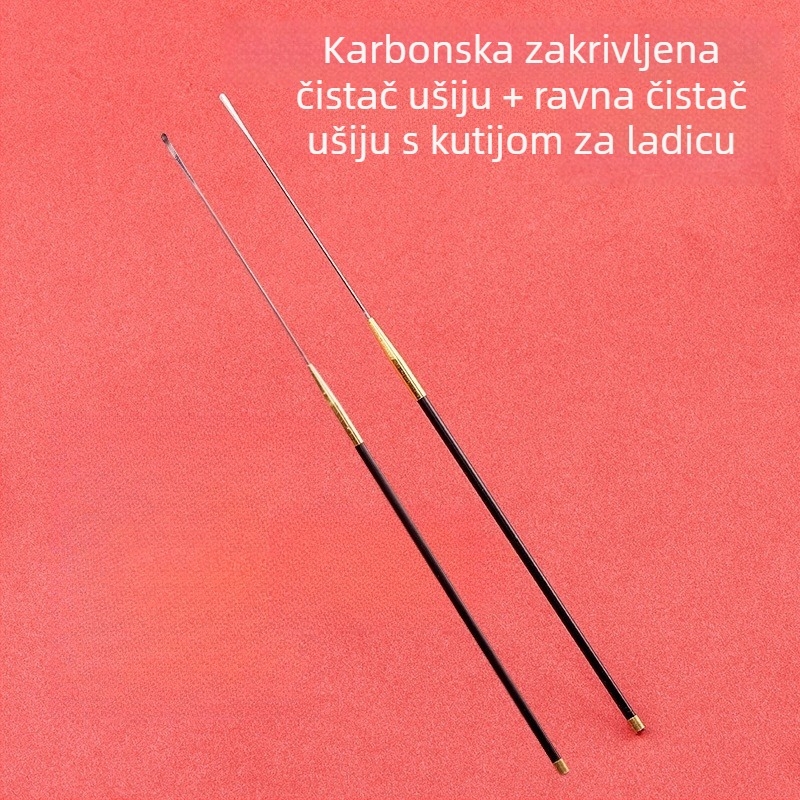 Set alata za čišćenje uha s karbonskom šipkom, ušnim žlicama i gljivastim vrhovima te štapićima od pamuka