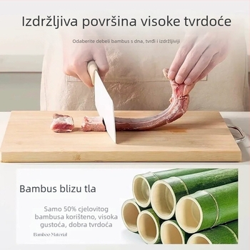 Velika dvostruka daska za rezanje od bambusa, debela, bez ljepila, kuhinjska, za valjanje tijesta
