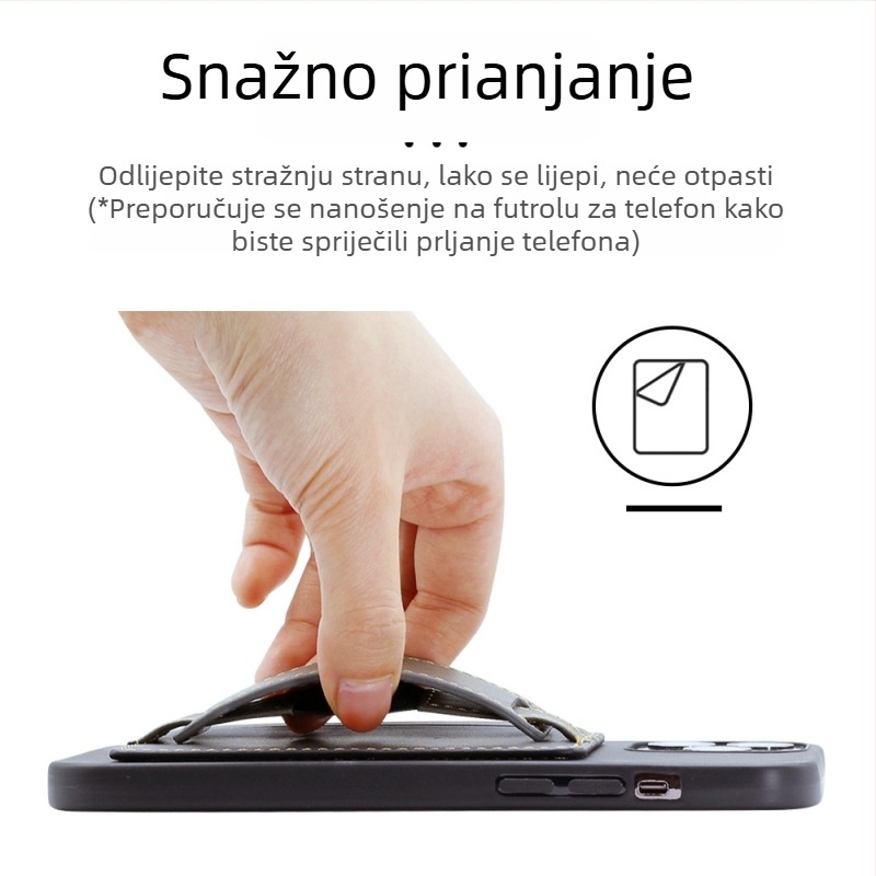 AIMONCASE Stolni držač za telefon s džepom za kartice i narukvicom od PU kože
