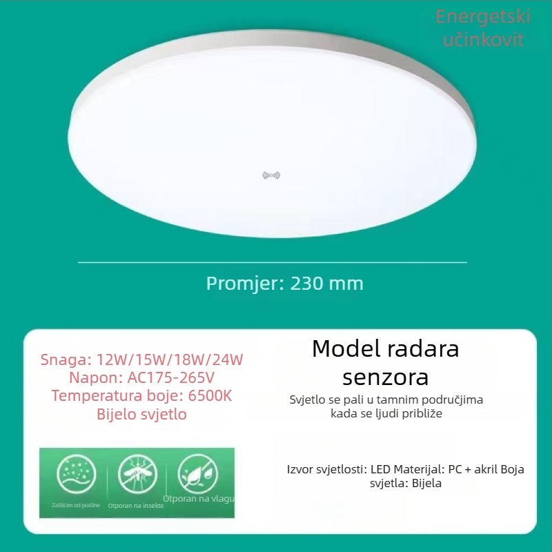 LED svjetlo s senzorom pokreta za stepenice i hodnik, infracrveni senzor, glasovno upravljanje, akrilni difuzor