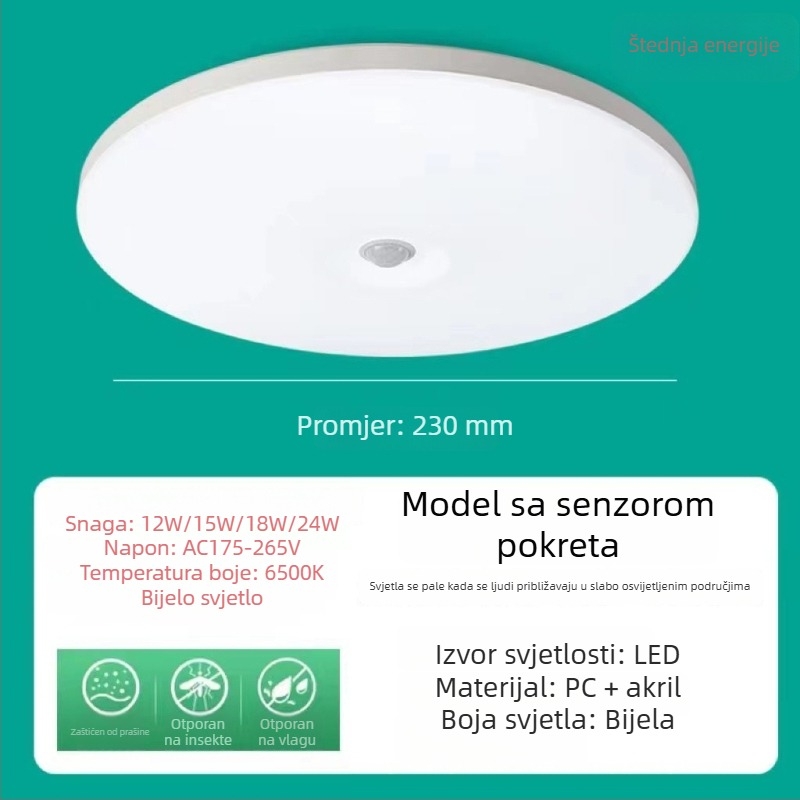 LED svjetlo s senzorom pokreta za stepenice i hodnik, infracrveni senzor, glasovno upravljanje, akrilni difuzor
