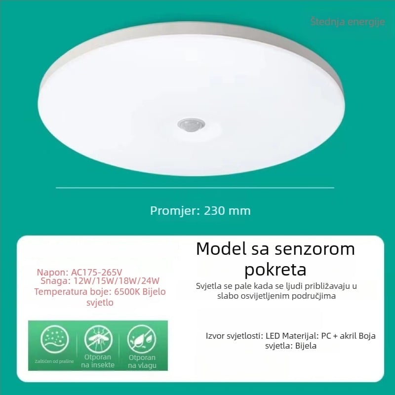 LED svjetlo s senzorom pokreta za stepenice i hodnik, infracrveni senzor, glasovno upravljanje, akrilni difuzor