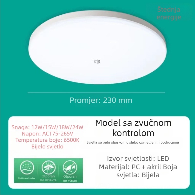 LED svjetlo s senzorom pokreta za stepenice i hodnik, infracrveni senzor, glasovno upravljanje, akrilni difuzor
