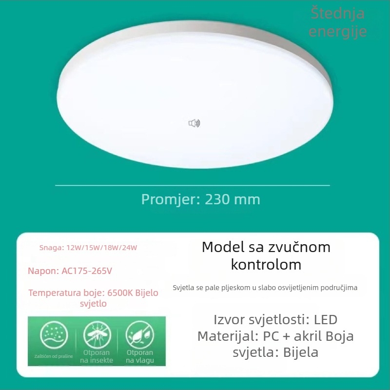 LED svjetlo s senzorom pokreta za stepenice i hodnik, infracrveni senzor, glasovno upravljanje, akrilni difuzor