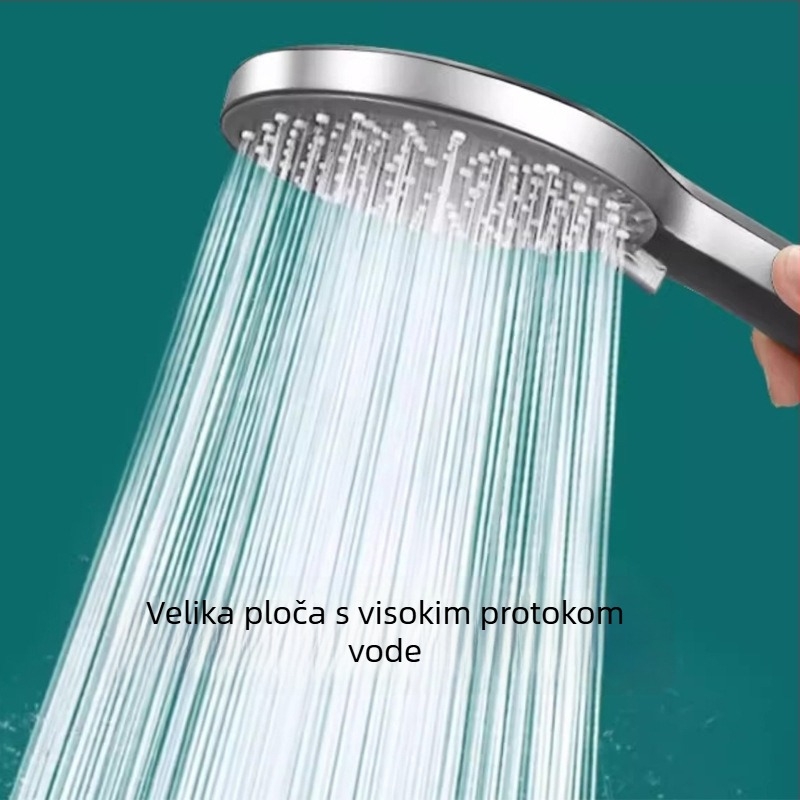 Tuš set s povećanim tlakom i pet načina raspršivanja, unaprijeđeni ABS, luksuzna kružna glava tuša za kupaonicu
