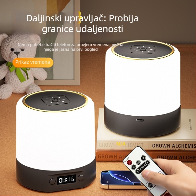 Daljinski upravljana punjiva noćna lampica za spavaću sobu – zaštita očiju, dodirna stolna lampica za san i dojenje