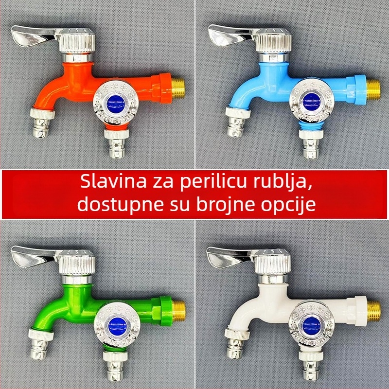 Plastična kuhinjska slavina, otporna na visoke temperature, dvostruki izlaz, protiv prskanja, samo hladna voda, višefunkcionalna
