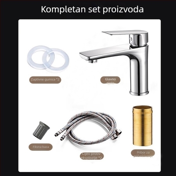 Gunmetal siva slavina za umivaonik s jednim otvorom za toplu i hladnu vodu – kupaonica, nehrđajući čelik