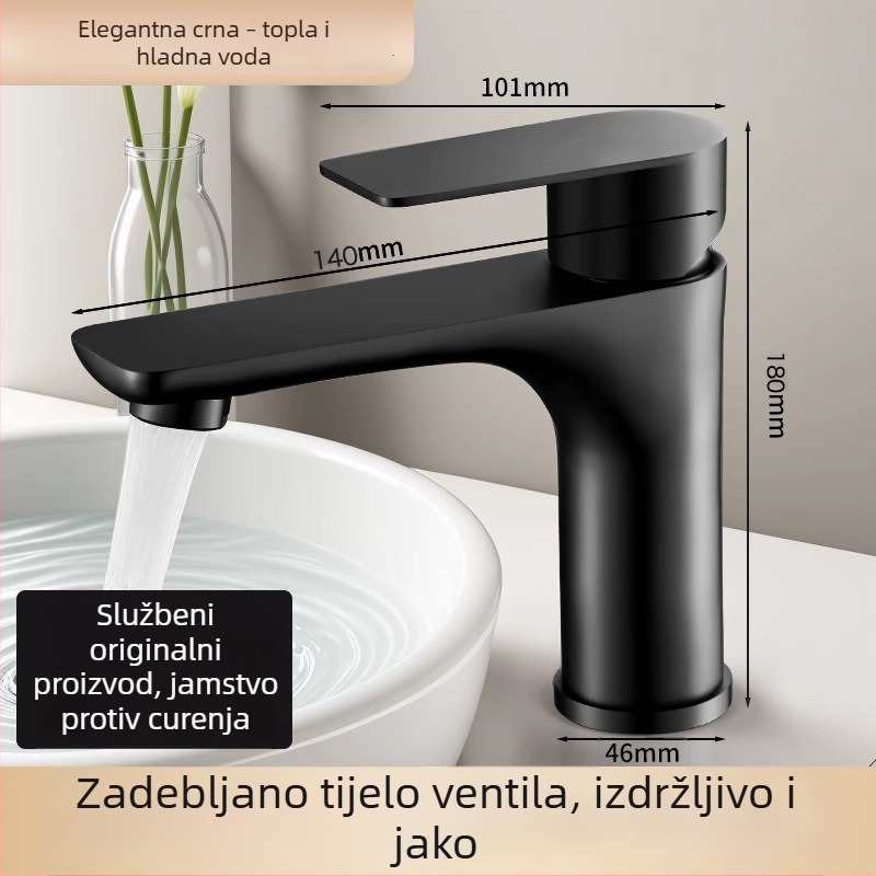 Gunmetal siva slavina za umivaonik s jednim otvorom za toplu i hladnu vodu – kupaonica, nehrđajući čelik
