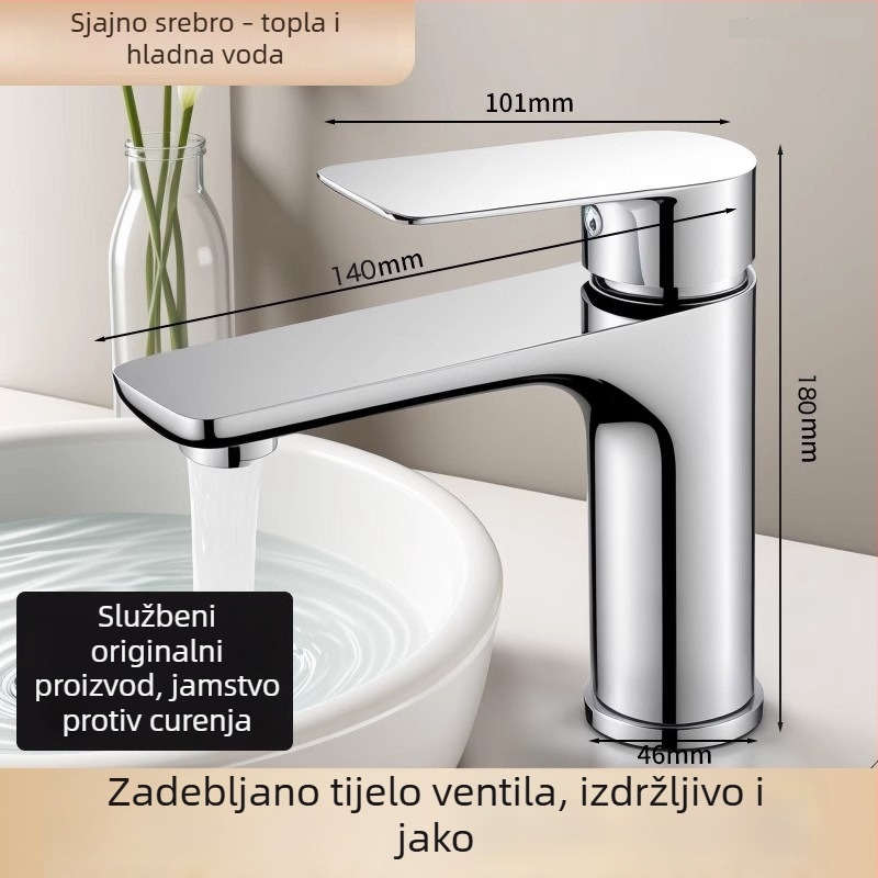 Gunmetal siva slavina za umivaonik s jednim otvorom za toplu i hladnu vodu – kupaonica, nehrđajući čelik
