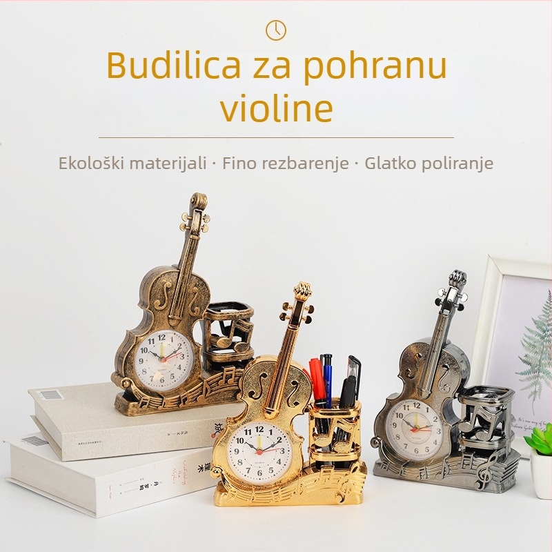 Gitarni budilnik s držačem olovke – kreativni stolni ukras
