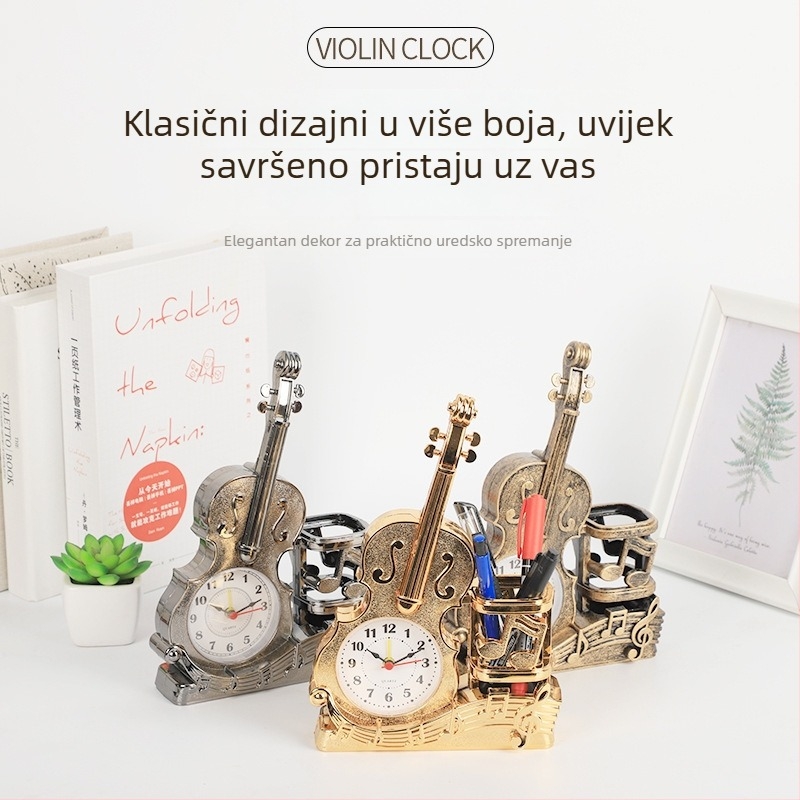 Gitarni budilnik s držačem olovke – kreativni stolni ukras