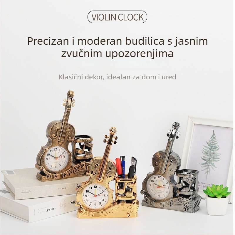Gitarni budilnik s držačem olovke – kreativni stolni ukras