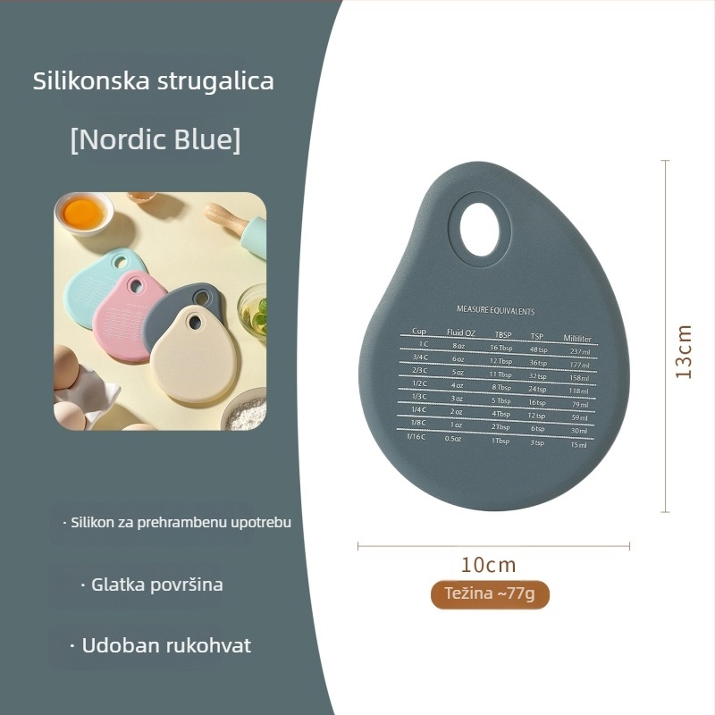 Valjak za tijesto od bukovog drveta s ugrađenom mjerom i silikonskim prstenima; debljina podesiva