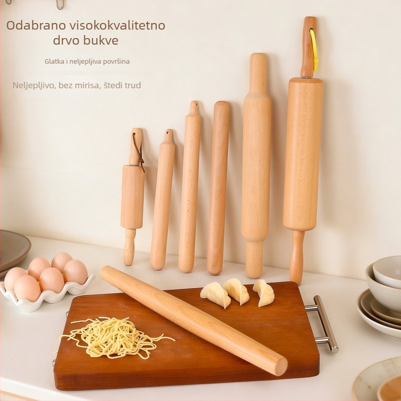 Prilagodljiv bukov drveni valjak za tijesto, za tijesto i listiće za dumplings
