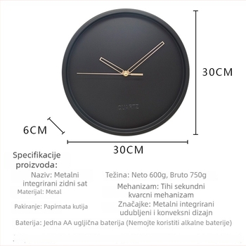 Novi nordijski zidni sat, metalni umjetnički kvarcni sat, jednostavan i kreativan zidni sat za dnevni boravak