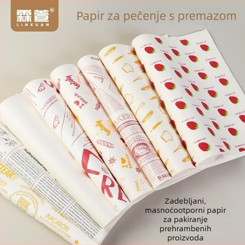 Debeli papir za pečenje s otpornošću na masnoće za sendviče i burgere, papir za pakiranje, papir za upijanje ulja, jednokratne podloge za kolače