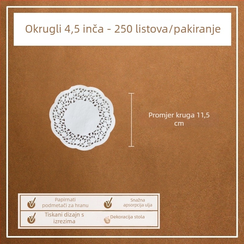 Papir za upijanje masnoće za pečenje, podloga za kolače i pizzu, 250 listova
