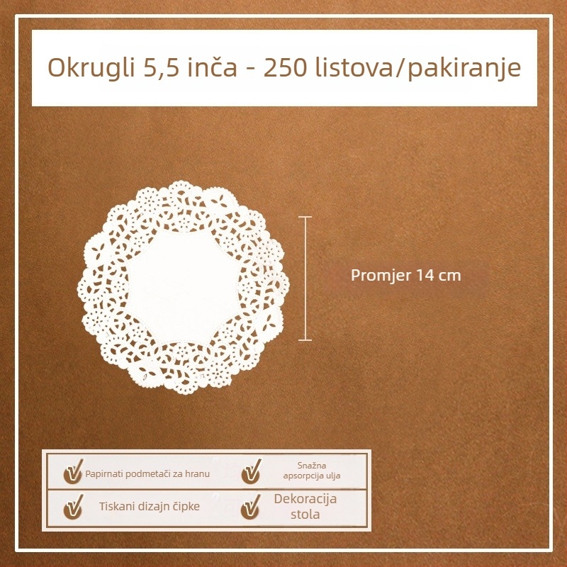 Papir za upijanje masnoće za pečenje, podloga za kolače i pizzu, 250 listova
