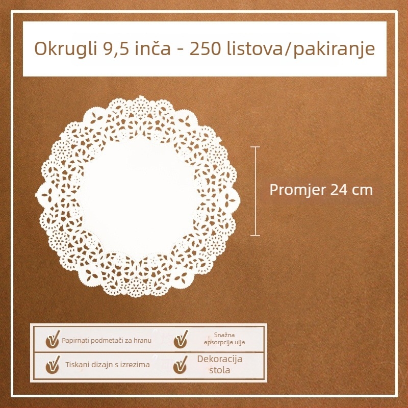Papir za upijanje masnoće za pečenje, podloga za kolače i pizzu, 250 listova